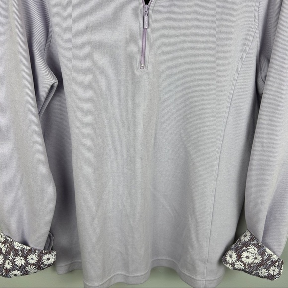 Orvis Casual Floral Trim Long Sleeve Quarter Zip Cotton Sweater Large Lilac NWT - Picture 4 of 12